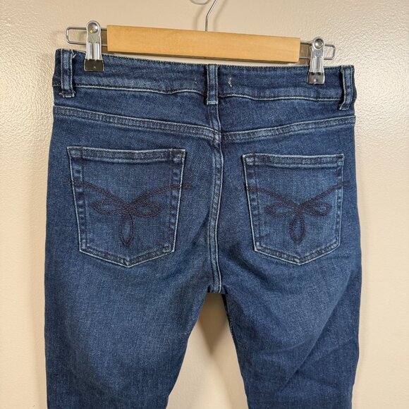 Ted Baker Pralina Embroidered Jeans Size 26 Floral Cuff Slim Leg Mid Rise Denim - Picture 6 of 8